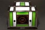 Radio-Glo Stained Glass + Chrome Radio in Green with White - Stunning